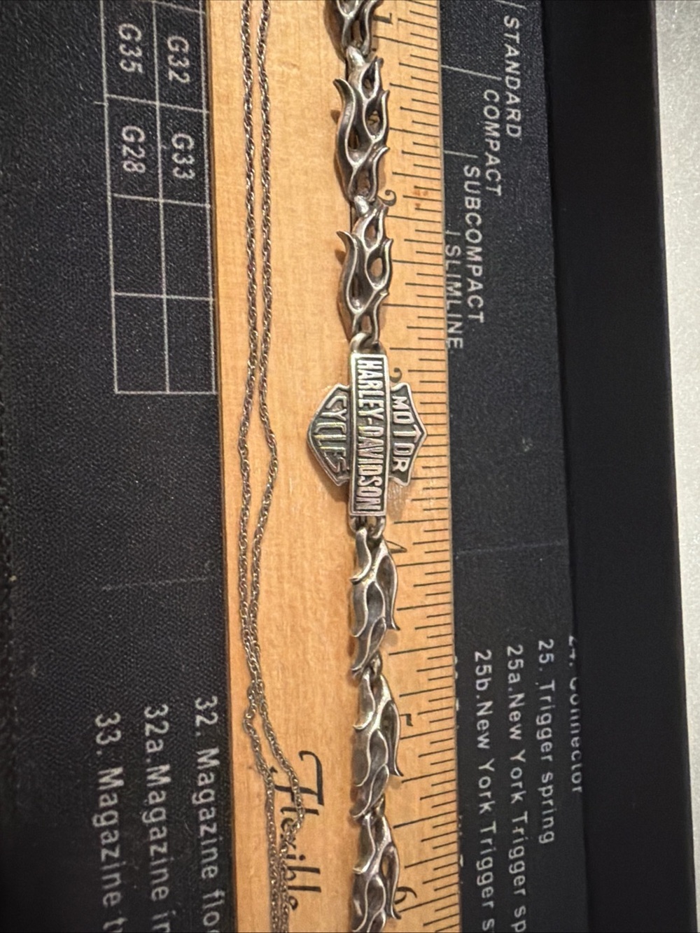 Authentic MOD Harley Davidson, Sterling, Silver, Flaming Bracelet And Necklace
